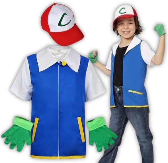 Strój Przebranie Ash Ketchum Pokemon Czapka Na Bal Karnawał 146 152 Cm Hopki