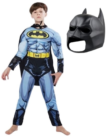 Strój Przebranie Batman Superbohater 122/128 Z Metki M Niebieski Maska Kask Cosplay Hopki