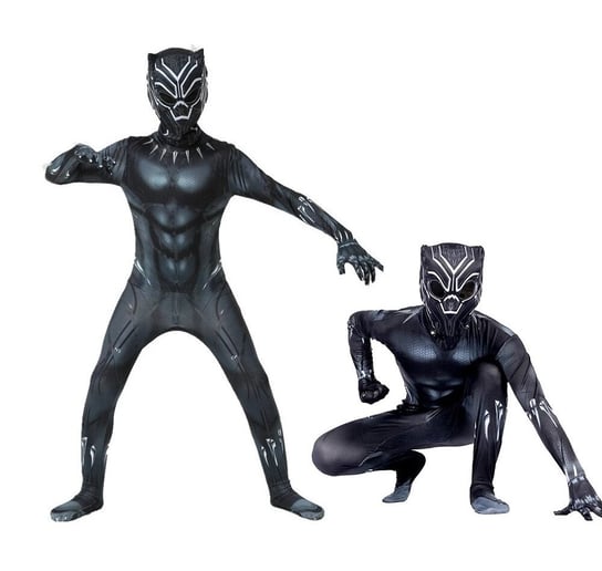 STRÓJ PRZEBRANIE CZARNA PANTERA SKIN COSPLAY NA BAL KARNAWAŁ 140 146 CM Hopki