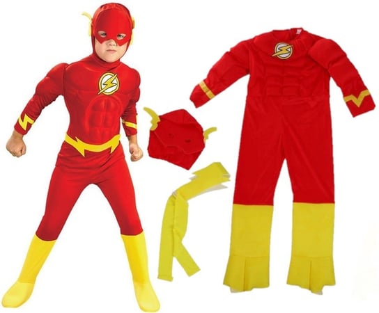 Strój Przebranie Flash Superbohater Maska 122/128, Hopki Hopki