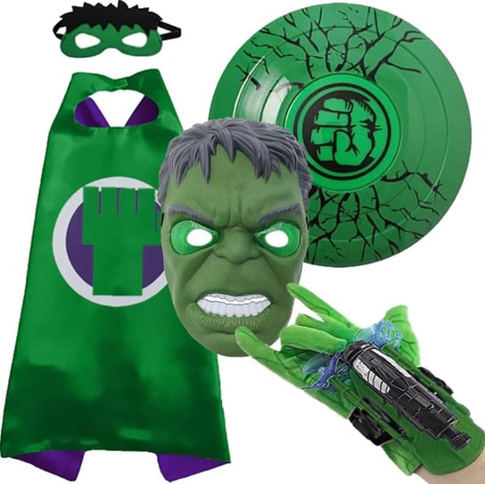 Strój Przebranie Kostium Hulk Zestaw 4 Części Strzelająca Rekawica Maska Tarcza Peleryna Hopki