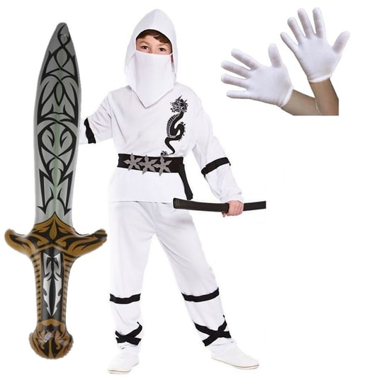 STRÓJ PRZEBRANIE NINJA BIAŁY NA BAL KARNAWAŁ 104 110 Hopki