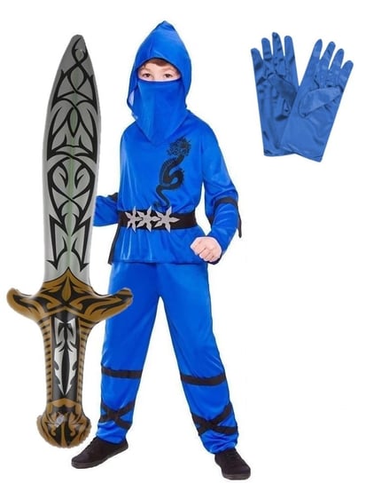 STRÓJ PRZEBRANIE NINJA NIEBIESKI NA BAL KARNAWAŁ 116 122 Hopki