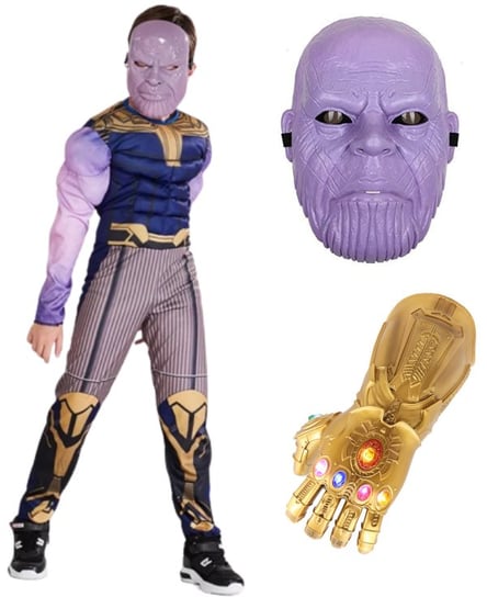 Strój Przebranie Thanos Superbohater 110/116 (Z Metki S) Zestaw Maska Rękawica Hopki