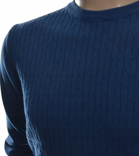 STROKERS klasyczny elegancki sweter męski pod szyję z bawełny indygo M Inna marka