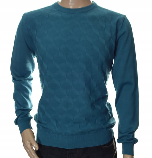 Strokers Klasyczny Sweter Męski Ze Wzorem Tłoczonym Bawełniany M Morski Inna marka