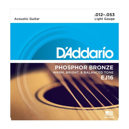 Struny do gitary akustycznej D'ADDARIO EJ16 Phosphor Bronze 12-53 D'Addario