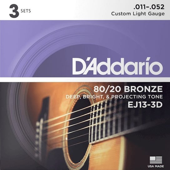 Struny do gitary akustycznej Daddario EJ13 3D D'Addario