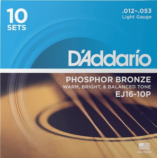 Struny do gitary akustycznej Daddario EJ16 12-53 10 kompletów D'Addario