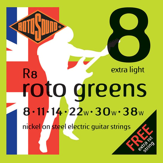 Struny do gitary akustycznej ROTOSOUND R8 - 6 strun Extra Light [8-38] niklowane Rotosound
