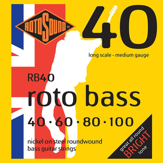 Struny do gitary basowej ROTOSOUND RB40, 40-100, 4 struny Rotosound