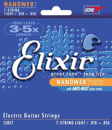Struny do gitary elektrycznej ELIXIR Nanoweb 12057 Light 10-56 + kostki Elixir