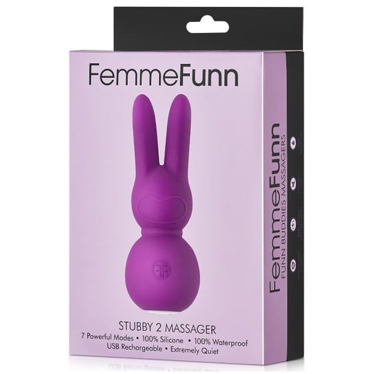 Stubby 2 Massager, Mini wibrator punktu G + masażer typu króliczek, fioletowy FemmeFunn