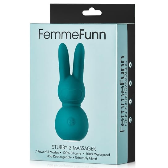 Stubby 2 Massager, Mini wibrator punktu G + masażer typu króliczek, turkusowy FemmeFunn