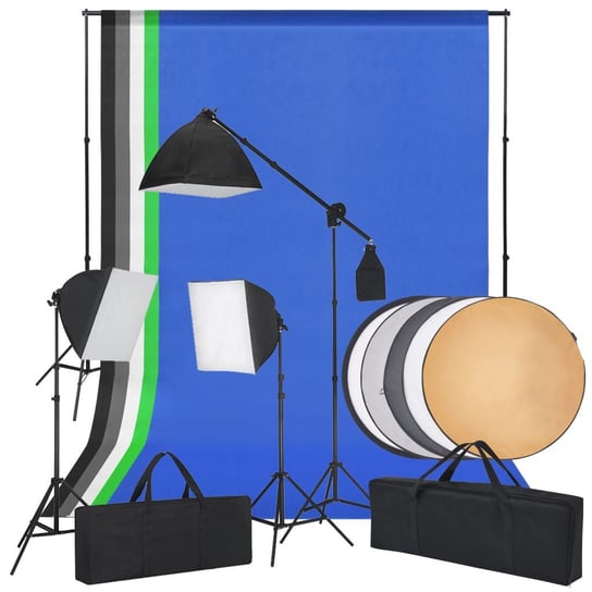 Studio fotograficzne z softbox, tłami i blendą fotograficzną vidaXL