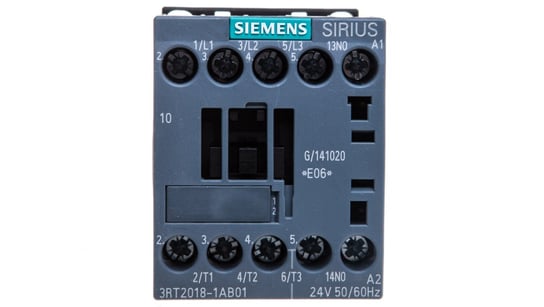 Stycznik mocy 16A 3P 24V AC 1Z 0R S00 3RT2018-1AB01 Siemens