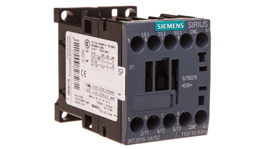 Stycznik mocy 7A 3P 110V AC 0Z 1R S00 3RT2015-1AF02 Siemens