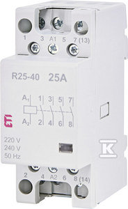 Stycznik modułowy 25A 4 styki zwierne (2 moduły 4-biegunowy) R 25-40 230V ETI