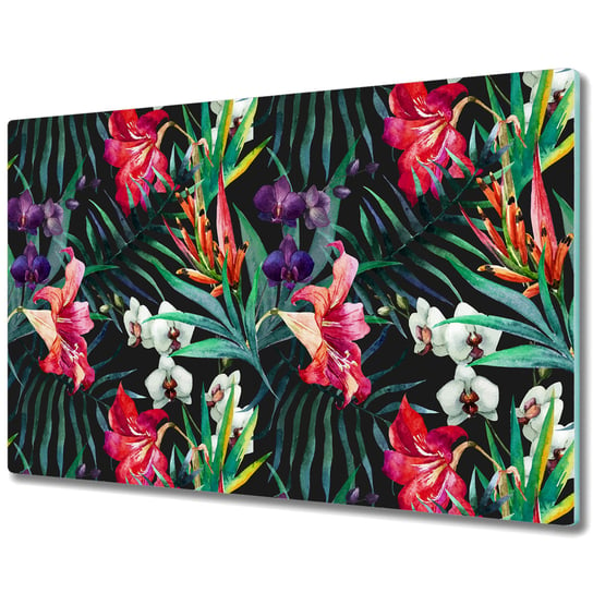 Stylowa Deska Do Krojenia ze Szkła - Amazonka dżungla liście i kwiaty - 80x52 cm Coloray