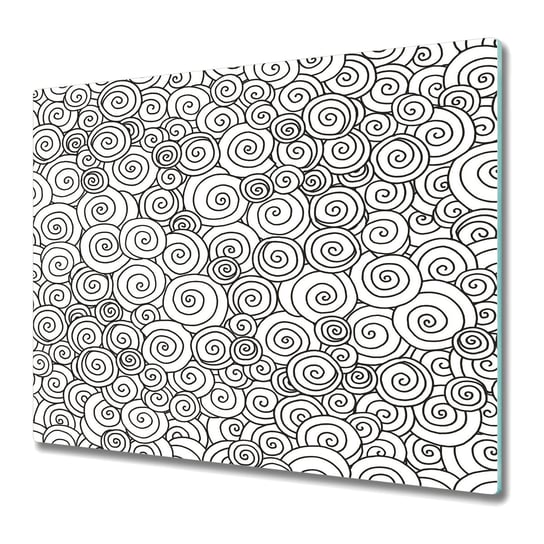 Stylowa Deska Do Krojenia ze Szkła Hartowanego 60x52 cm - Czarno białe wiry Coloray