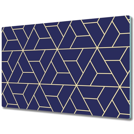 Stylowa Deska Do Krojenia ze Szkła Hartowanego - Granatowy geometryczny wzór - 80x52 cm Coloray