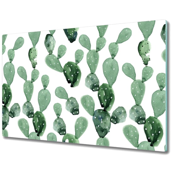 Stylowa Deska Do Krojenia ze Szkła Hartowanego - Kaktusy - 80x52 cm Coloray