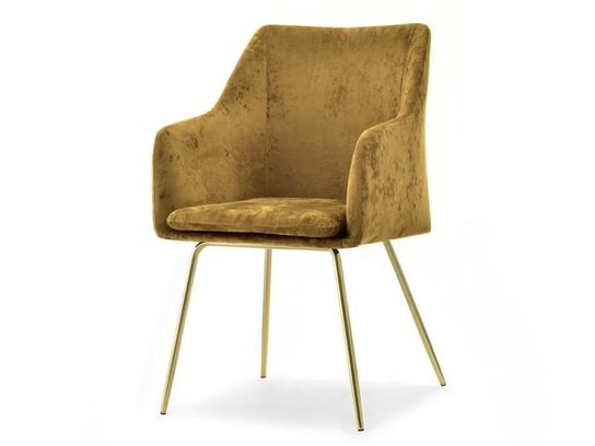 Stylowe Krzesło Do Eleganckiego Salonu Dori Musztardowy-Złoty MEBEL-PARTNER