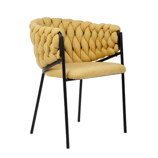 Stylowe krzesło MERLE w tkaninie musztardowe 57x59x78 GLAMOUR Homla