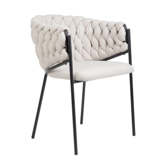 Stylowe krzesło plecione MERLE w tkaninie beżowe 57x59x78 cm Homla
