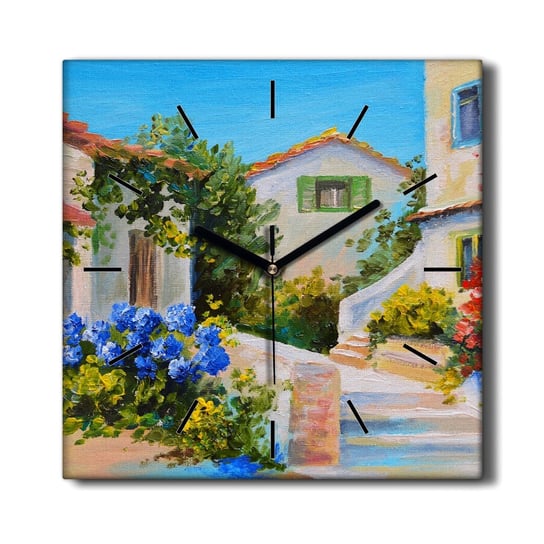 Stylowy foto zegar na ścianę Budynki kwiaty 30x30, Coloray Coloray