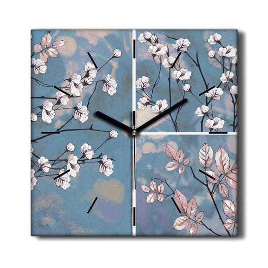 Stylowy foto zegar na ścianę Kwiaty gałęzie 30x30, Coloray Coloray