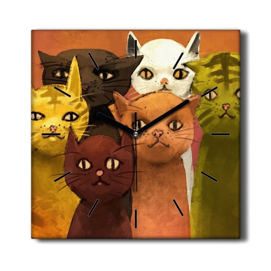 Stylowy foto zegar na ścianę Zwierzęta koty 30x30, Coloray Coloray