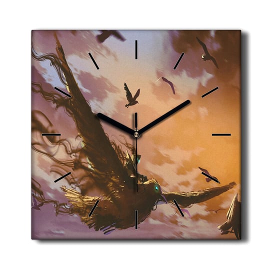 Stylowy zegar na płótnie loft Fantasy ptaki 30x30, Coloray Coloray