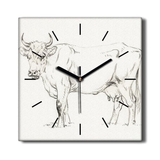 Stylowy zegar na płótnie loft Zwierzę krowa 30x30, Coloray Coloray