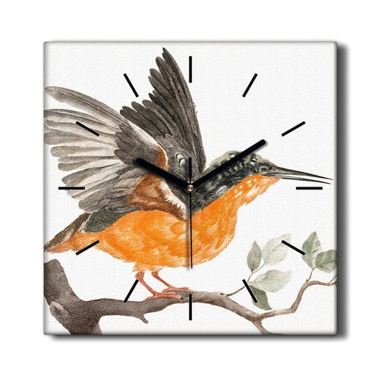 Stylowy zegar na płótnie Zwierzę ptak gałąź 30x30, Coloray Coloray