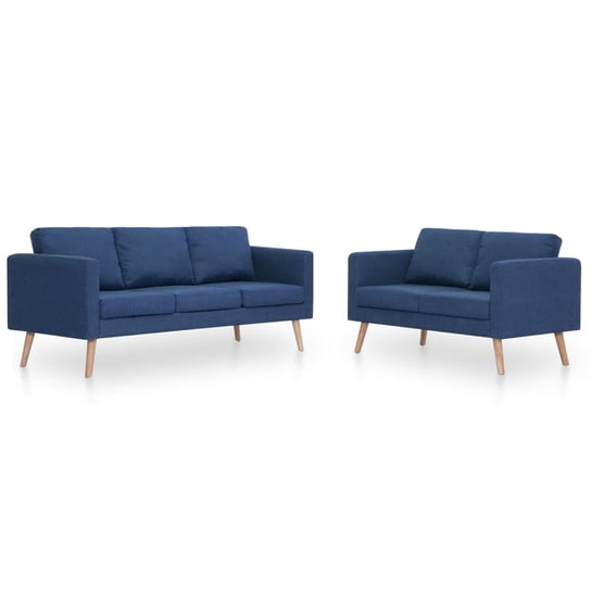 Stylowy zestaw sof - niebieski, 2-osobowa i 3-osob Zakito
