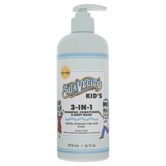 Suavecito, Kid's 3-IN-1, Szampon, Odżywka i Żel do Mycia Ciała dla Dzieci, 473ml Suavecito