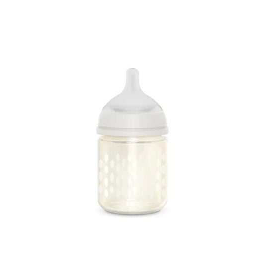 Suavinex Butelka dla niemowląt szklana 120 ml wolny przepływ Sowa beżowa Bonhomia Suavinex