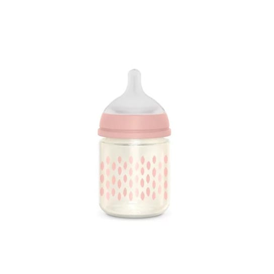 Suavinex Butelka dla niemowląt szklana 120 ml wolny przepływ Sowa różowa Bonhomia Suavinex