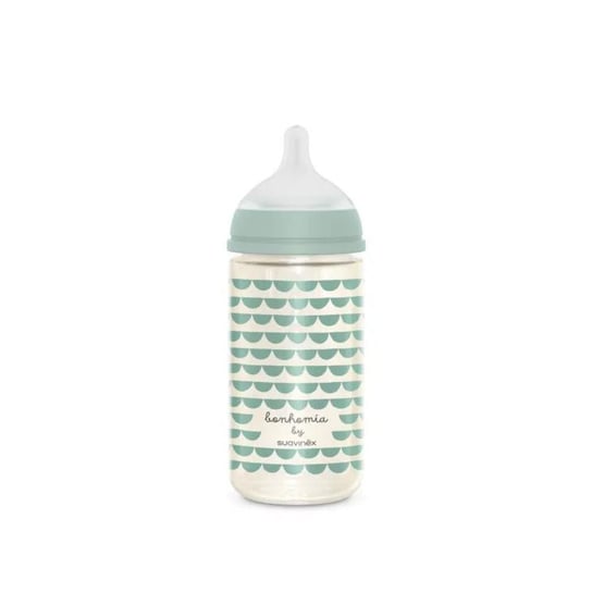 Suavinex Szklana butelka dla niemowląt 240 ml średni przepływ Szara sowa Suavinex