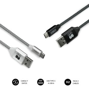 SUBBLIM Zestaw 2 kabli USB Typ USB-CA 3.0 1 m Czarny/Srebrny Konik