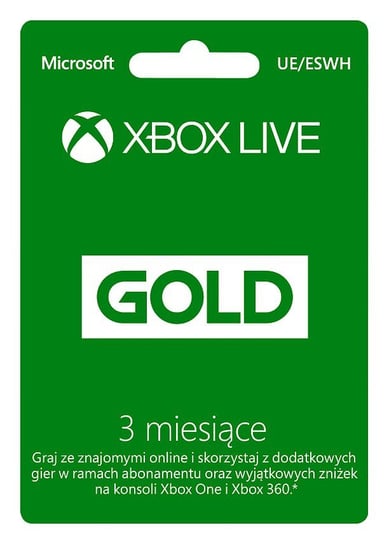 Subskrypcja Xbox Live Gold – 3 miesiące Microsoft Corporation