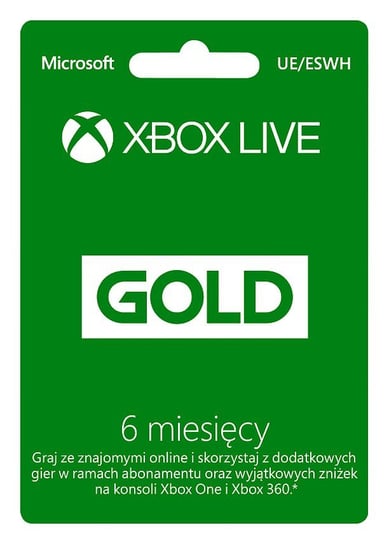 Subskrypcja Xbox Live Gold – 6 miesięcy Microsoft