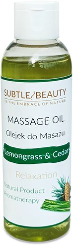 Subtle Beauty, Naturalny olejek do masażu Lemongrass / Cedr - Relaksujący Subtle Beauty