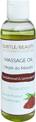 Subtle Beauty, Naturalny olejek do masażu Sandał/Lemongrass - Relaksujący Subtle Beauty