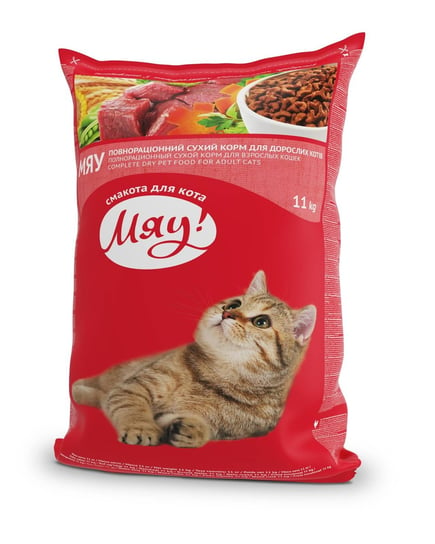 Sucha karma dla dorosłych kotów MIAU pełnowartościowa z mięsem, ryżem i warzywami 11 kg Miau!