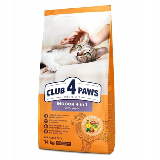 Sucha karma dla kota, Club 4 Paws Premium Adult Cat Indoor 4 w 1 z jagnięciną 14kg Club 4 Paws