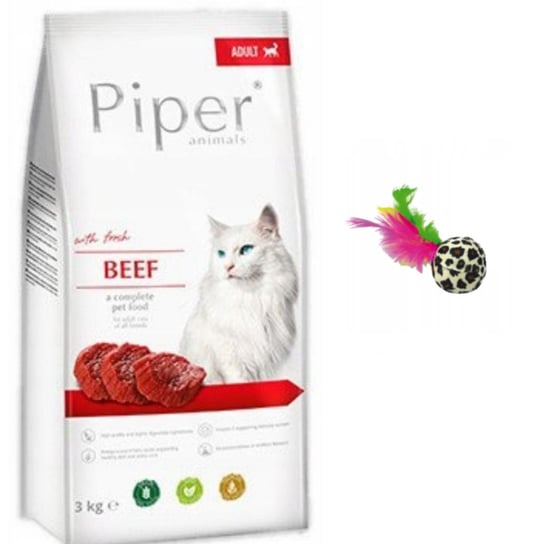 Sucha karma dla kota, Dolina Noteci Piper  Wołowina 3kg +zabawka Piper