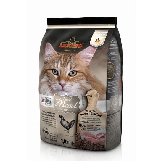 Sucha karma dla kota, Leonardo Adult Maxi Gf dla kotów z nietolerancją pokarmową 1,8kg Leonardo
