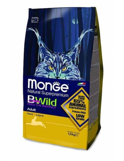 Sucha karma dla kota, Monge BWild cat adult zając 1,5kg Monge